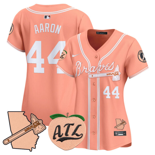 Women's Atlanta Braves Peach Vapor Premier Limited Jersey - All Stitched - Image 20