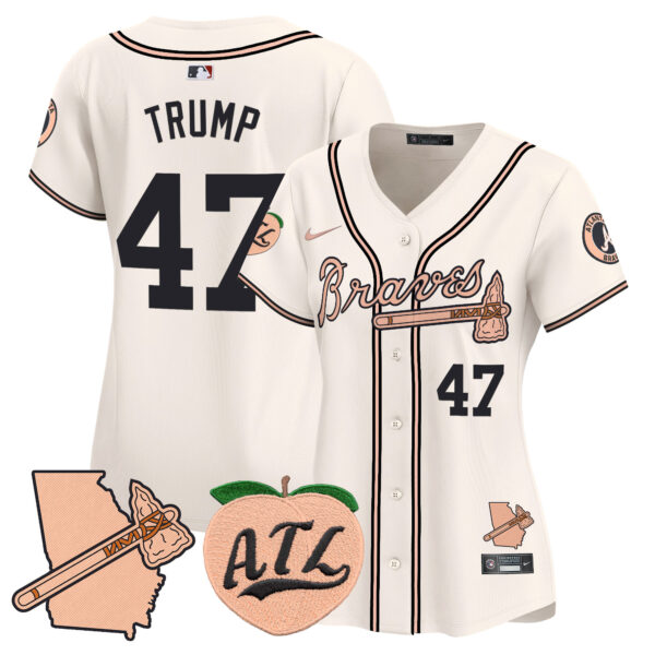 Women's Atlanta Braves Peach Vapor Premier Limited Jersey - All Stitched - Image 10