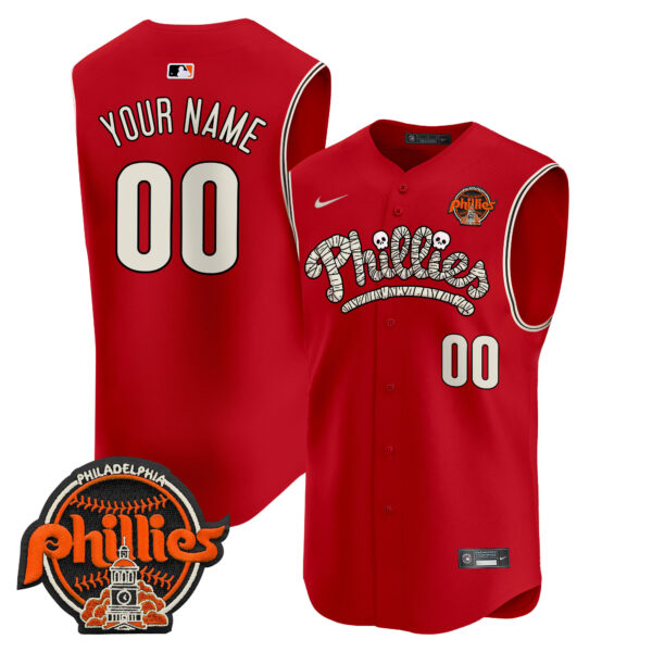 Phillies Halloween Vapor Premier Sleeveless Custom Jersey - All Stitched - Image 5