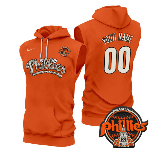 Phillies Halloween Custom Sleeveless Hoodie - All Stitched - Image 2