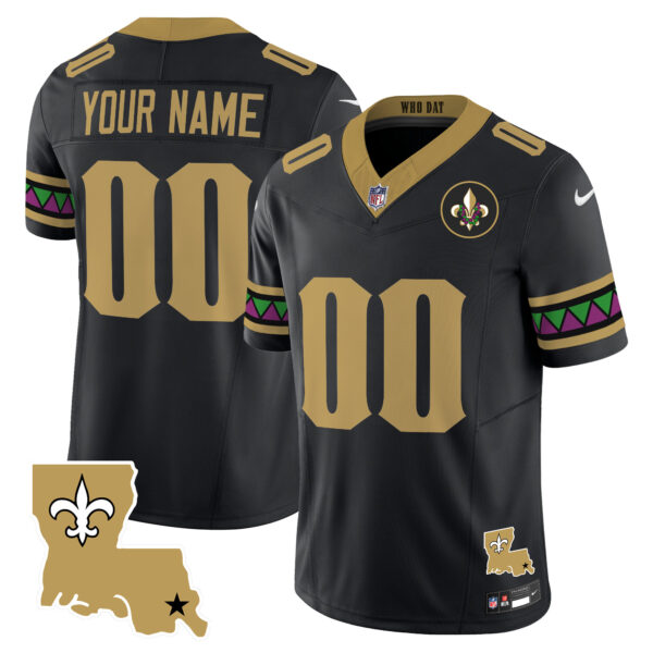 Saints Mardi Gras Vapor Limited Custom Jersey - All Stitched - Image 2
