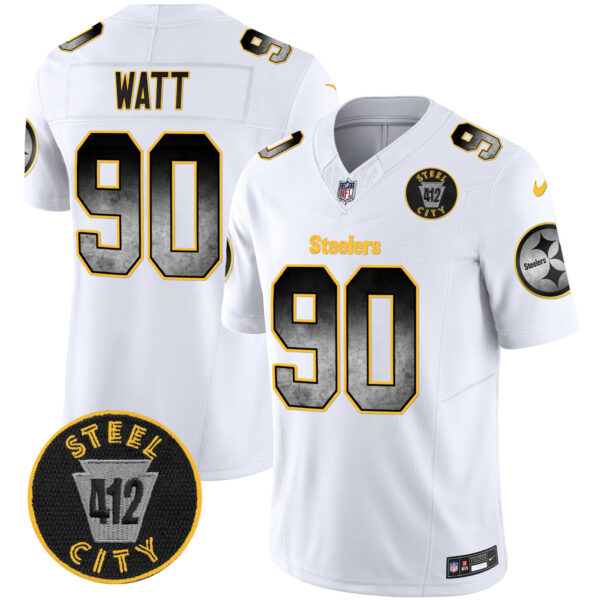 Men's Steelers Arch Smoke 412 Patch Vapor Limited Jersey - All Stitched - Image 19