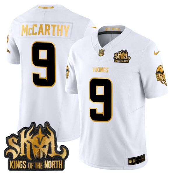 Men's Minnesota Vikings 2024 Winter Warrior Skol Patch Gold Vapor Limited Jersey - All Stitched - Image 12