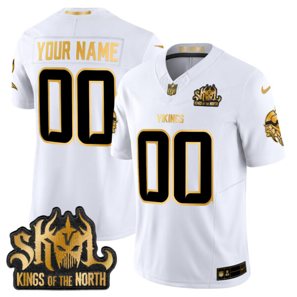 Minnesota Vikings 2024 Winter Warrior Skol Patch Gold Vapor Limited Custom Jersey - All Stitched - Image 2