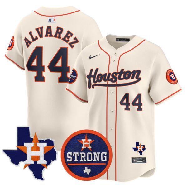 Men's Astros "Houston Strong" Patch Vapor Premier Limited Jersey - All Stitched - Image 37