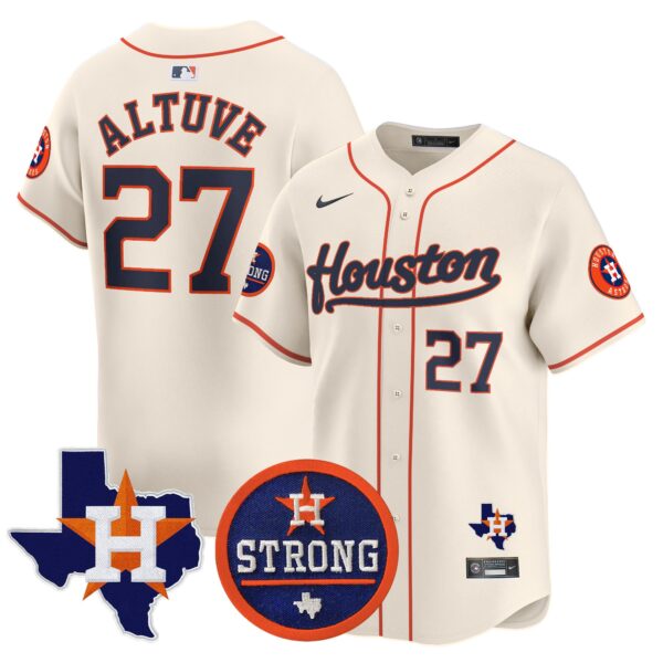 Men's Astros "Houston Strong" Patch Vapor Premier Limited Jersey - All Stitched - Image 38