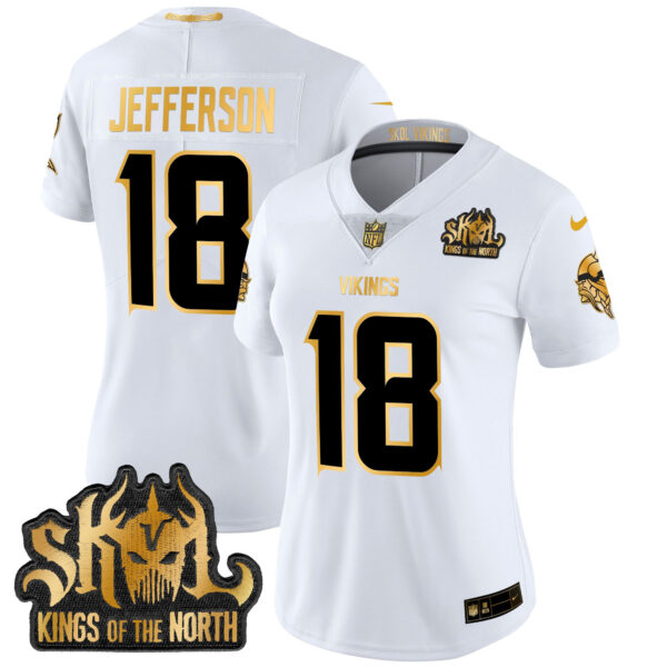 Women's Minnesota Vikings 2024 Winter Warrior Skol Patch Gold Vapor Limited Jersey - All Stitched - Image 11