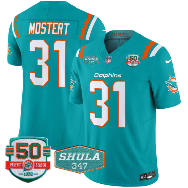 Men's Dolphins 50th & Don Shula 347 Memorial Patch Vapor Limited Jersey - All Stitched - Image 4