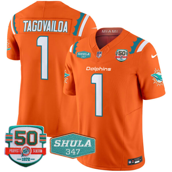 Men's Dolphins 50th & Don Shula 347 Memorial Patch Vapor Limited Jersey - All Stitched - Image 25