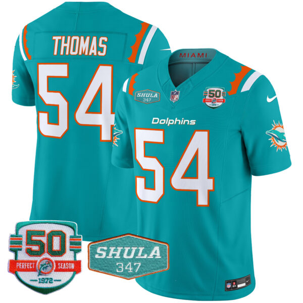 Men's Dolphins 50th & Don Shula 347 Memorial Patch Vapor Limited Jersey - All Stitched - Image 6