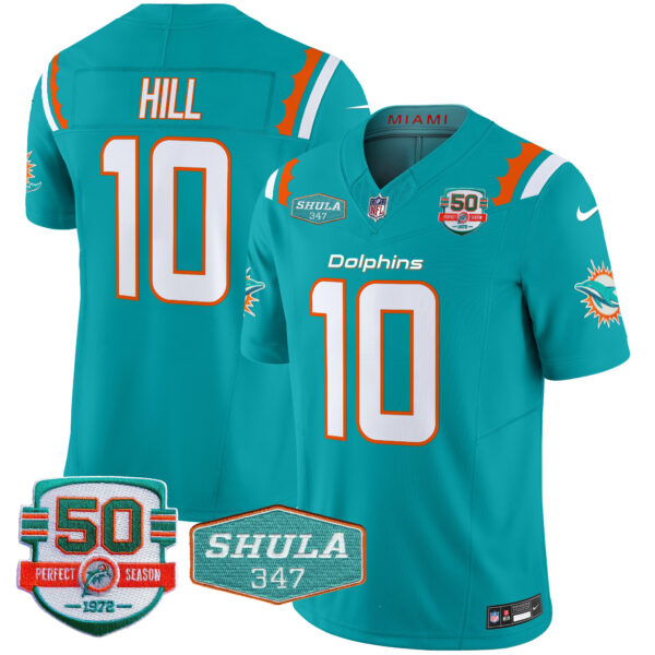 Men's Dolphins 50th & Don Shula 347 Memorial Patch Vapor Limited Jersey - All Stitched - Image 3