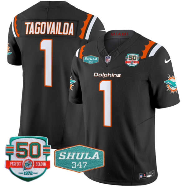Men's Dolphins 50th & Don Shula 347 Memorial Patch Vapor Limited Jersey - All Stitched - Image 17