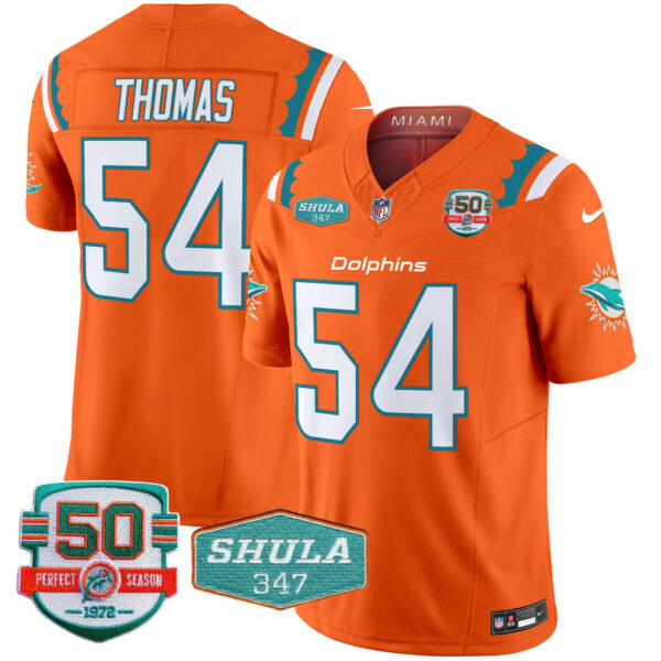 Men's Dolphins 50th & Don Shula 347 Memorial Patch Vapor Limited Jersey - All Stitched - Image 30