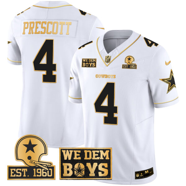 Men's Cowboys Est. 1960 & We Dem Boyz Patch Gold Vapor Limited Jersey - All Stitched - Image 23