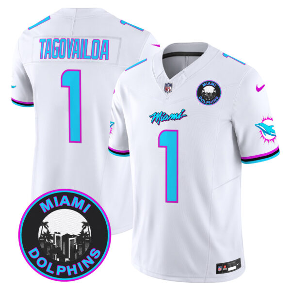 Men's Dolphins "Miami Vice" Vapor Limited Jersey V3 - All Stitched - Image 26
