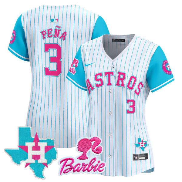 Women's Astros Barbie Patch Vapor Premier Limited Jersey - All Stitched - Image 2