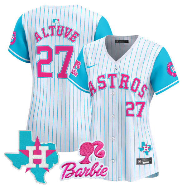Women's Astros Barbie Patch Vapor Premier Limited Jersey - All Stitched - Image 6