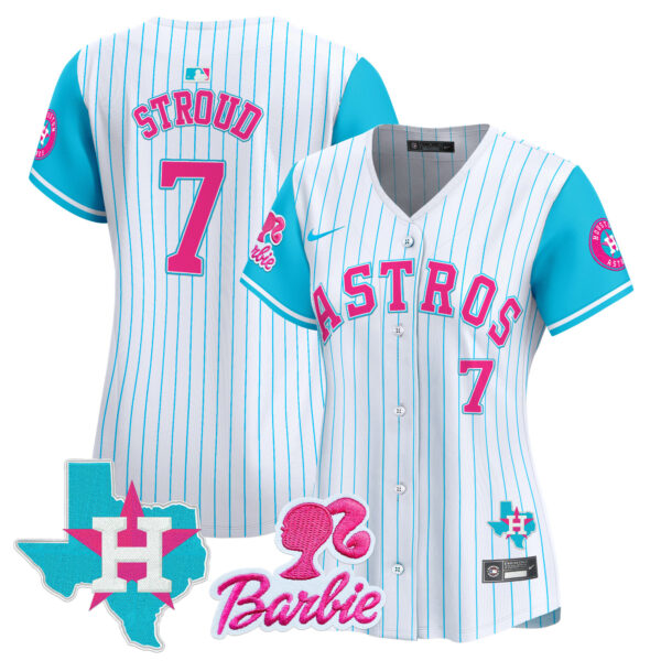 Women's Astros Barbie Patch Vapor Premier Limited Jersey - All Stitched - Image 3
