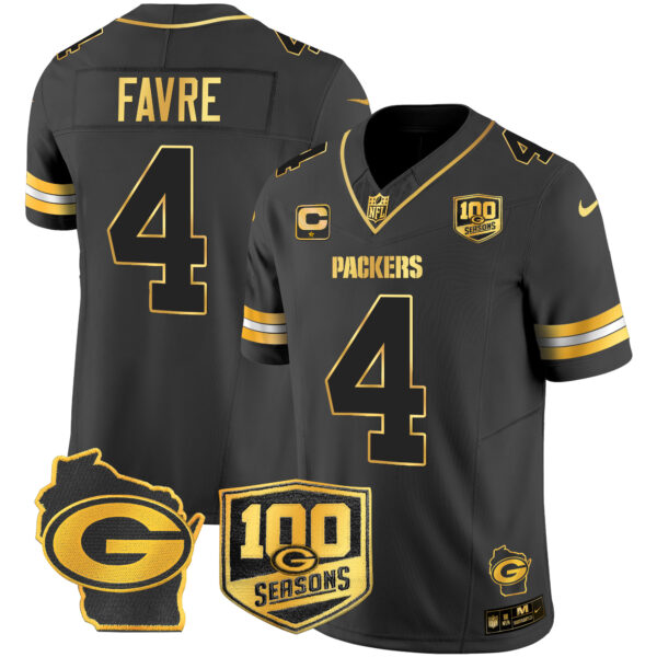 Men's Packers 100th Season & Home Patch Gold Vapor Limited Jersey – All Stitched - Image 20