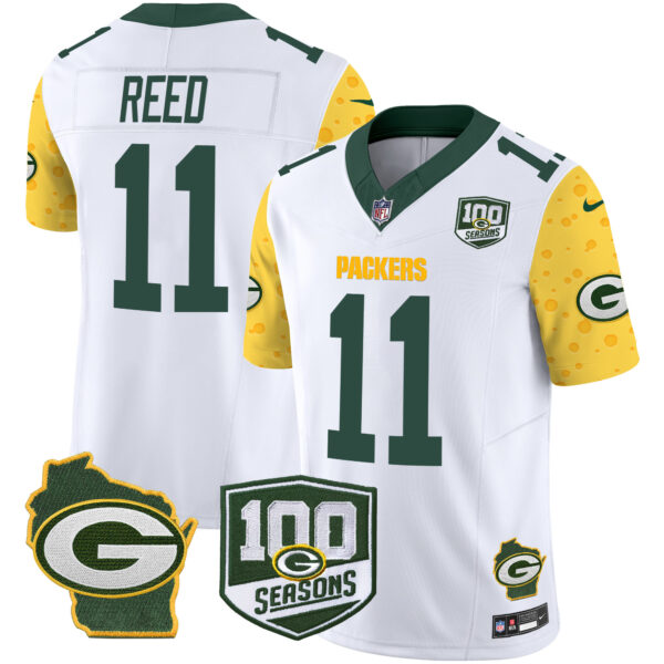Men's Packers 100th Season & Home Patch Cheese Vapor Limited Jersey – All Stitched - Image 11