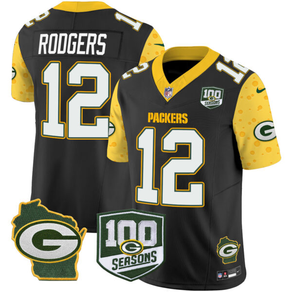 Men's Packers 100th Season & Home Patch Cheese Vapor Limited Jersey – All Stitched - Image 19