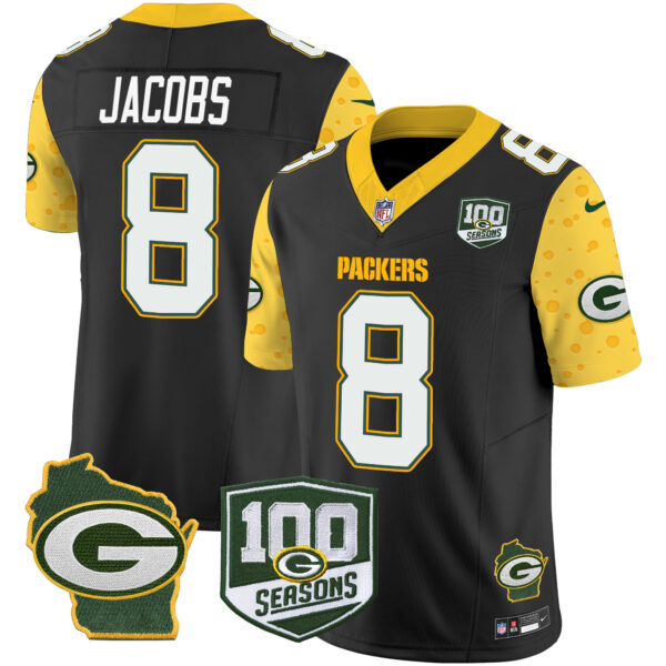 Men's Packers 100th Season & Home Patch Cheese Vapor Limited Jersey – All Stitched - Image 16