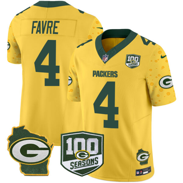 Men's Packers 100th Season & Home Patch Cheese Vapor Limited Jersey – All Stitched - Image 27