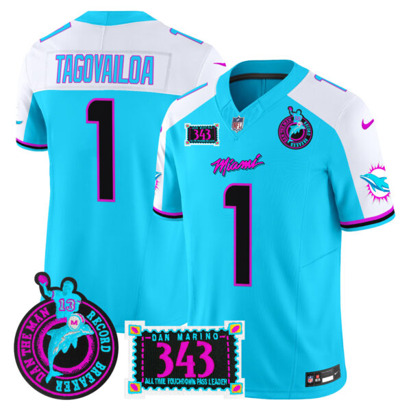 Men's Dolphins "Dan the Man Record Breaker" Patch Vapor Limited Jersey - All Stitched - Image 9
