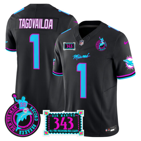 Men's Dolphins "Dan the Man Record Breaker" Patch Vapor Limited Jersey - All Stitched - Image 33