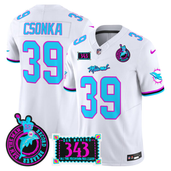 Men's Dolphins "Dan the Man Record Breaker" Patch Vapor Limited Jersey - All Stitched - Image 31