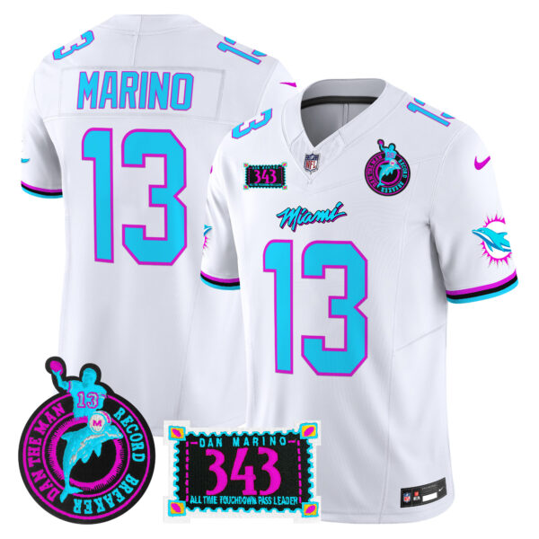 Men's Dolphins "Dan the Man Record Breaker" Patch Vapor Limited Jersey - All Stitched - Image 29