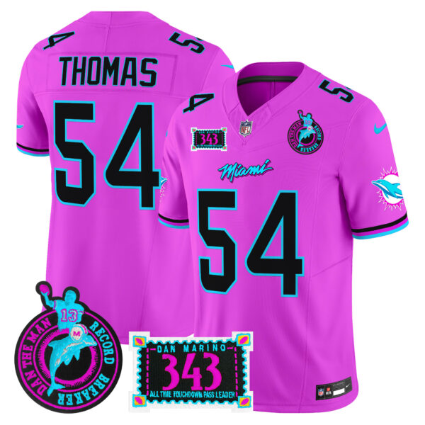 Men's Dolphins "Dan the Man Record Breaker" Patch Vapor Limited Jersey - All Stitched - Image 46