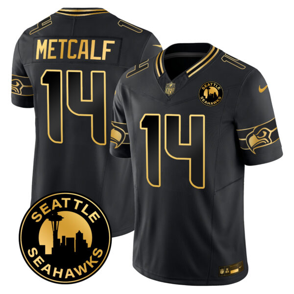 Men's Seahawks 2025 Seattle City Patch Gold Vapor Limited Jersey - All Stitched - Image 5
