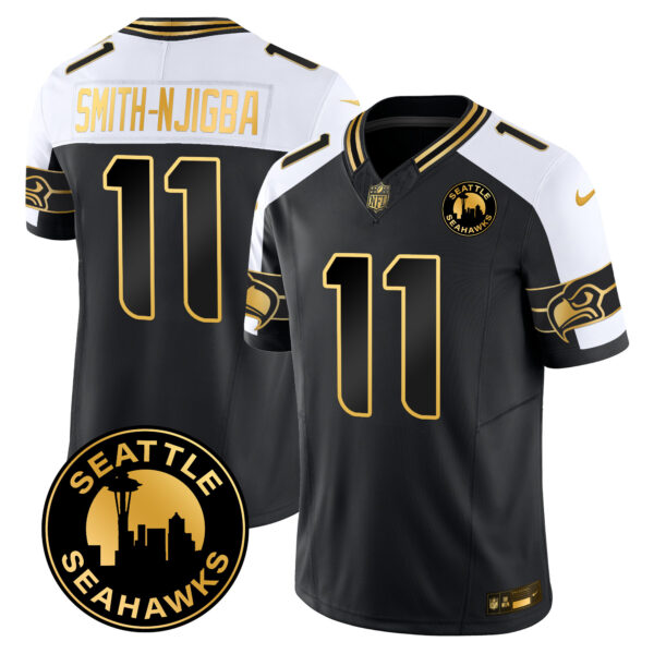 Men's Seahawks 2025 Seattle City Patch Gold Vapor Limited Jersey - All Stitched - Image 22