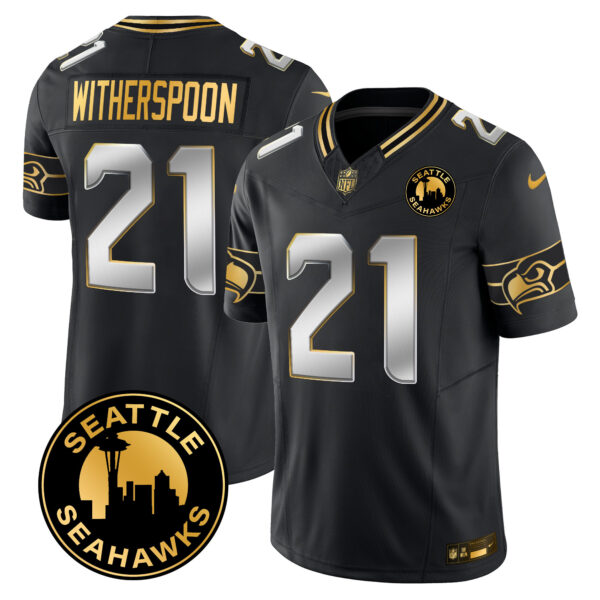 Men's Seahawks 2025 Seattle City Patch Gold Vapor Limited Jersey - All Stitched - Image 16