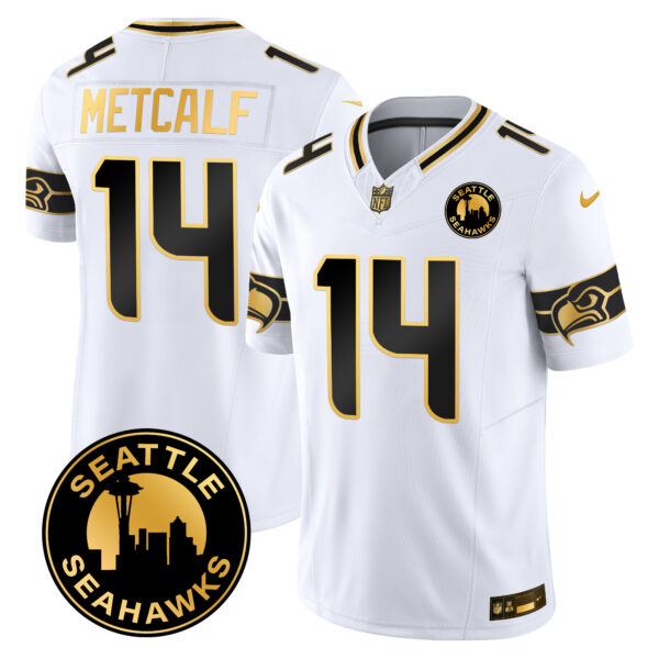 Men's Seahawks 2025 Seattle City Patch Gold Vapor Limited Jersey - All Stitched - Image 11