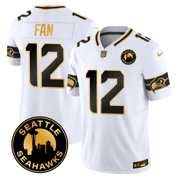 Men's Seahawks 2025 Seattle City Patch Gold Vapor Limited Jersey - All Stitched - Image 14