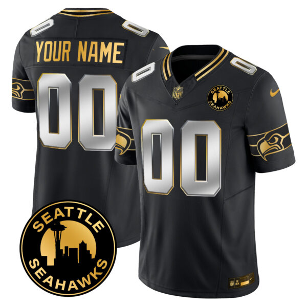 Seahawks 2025 Seattle City Patch Gold Vapor Limited Custom Jersey - All Stitched - Image 3