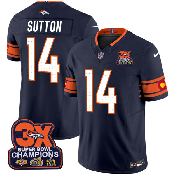 Men's Denver Broncos 3x Patch "Colorado Flag" Vapor Limited Jersey - All Stitched - Image 17