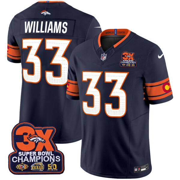 Men's Denver Broncos 3x Patch "Colorado Flag" Vapor Limited Jersey - All Stitched - Image 18