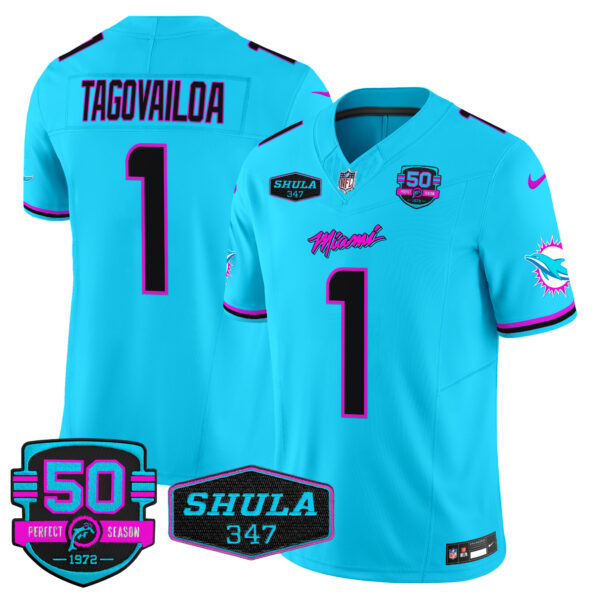 Men's Dolphins "Miami Vice" Vapor Limited Jersey V4 - All Stitched - Image 17