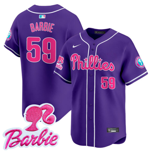Unisex Phillies Barbie Patch Vapor Premier Limited Jersey - All Stitched - Image 31