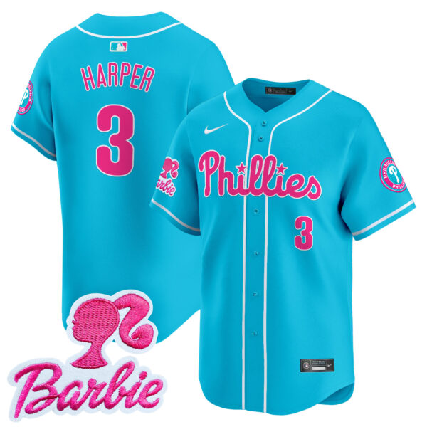 Unisex Phillies Barbie Patch Vapor Premier Limited Jersey - All Stitched - Image 22