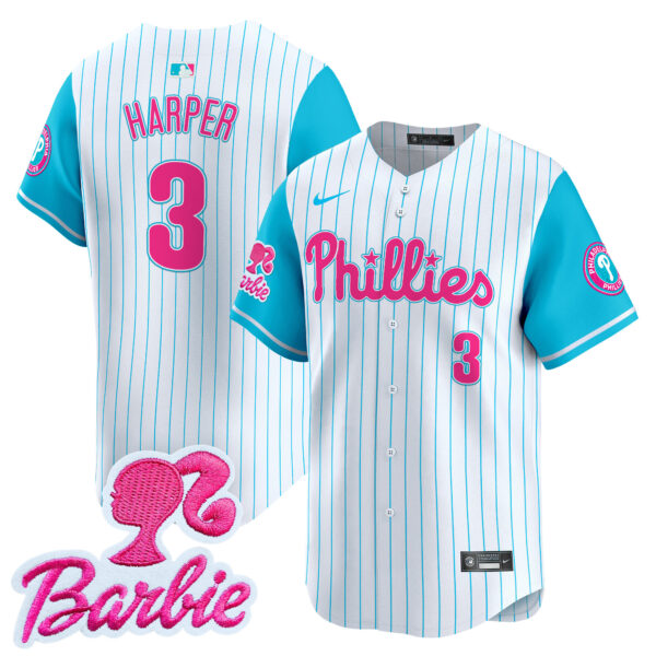 Unisex Phillies Barbie Patch Vapor Premier Limited Jersey - All Stitched - Image 2