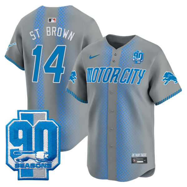 Men's Detroit Lions 90th Year Patch Vapor Premier Limited Jersey - All Stitched - Image 27