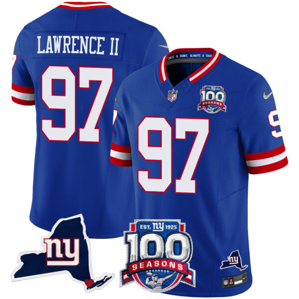 Men's New York Giants 100th Season & State Patch Vapor Limited Jersey - All Stitched - Image 29