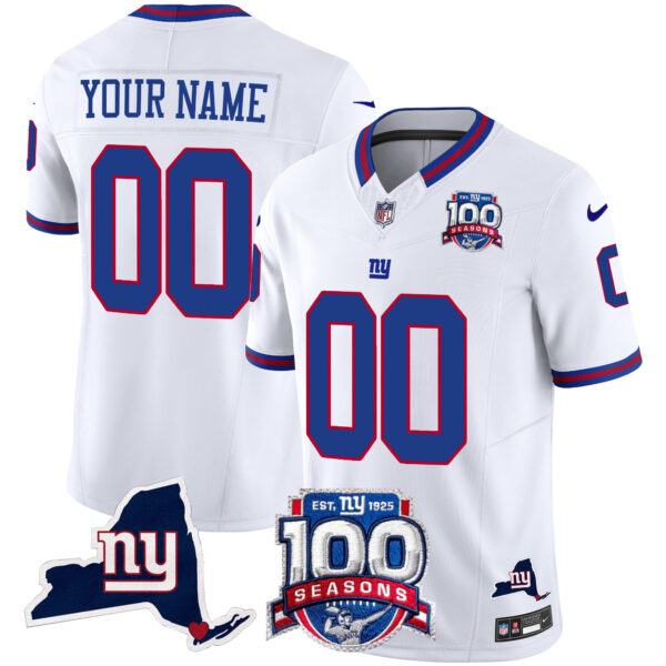 New York Giants 100th Season & State Patch Vapor Limited Custom Jersey - All Stitched - Image 4