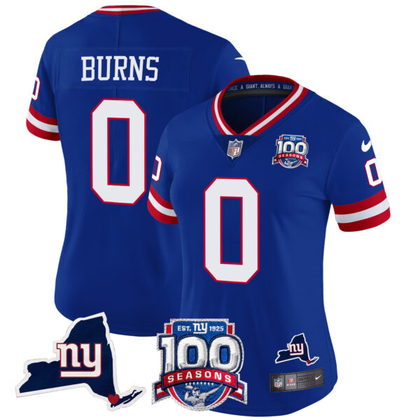 Women's New York Giants 100th Season & State Patch Vapor Limited Jersey - All Stitched - Image 18