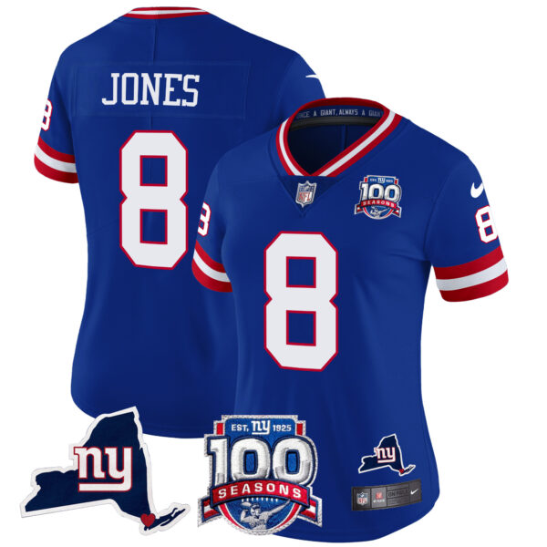 Women's New York Giants 100th Season & State Patch Vapor Limited Jersey - All Stitched - Image 16