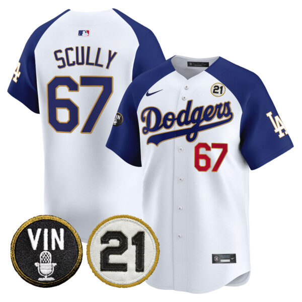 Men's Dodgers Vin & Roberto Patch Gold Trim Vapor Premier Limited Jersey - All Stitched - Image 37